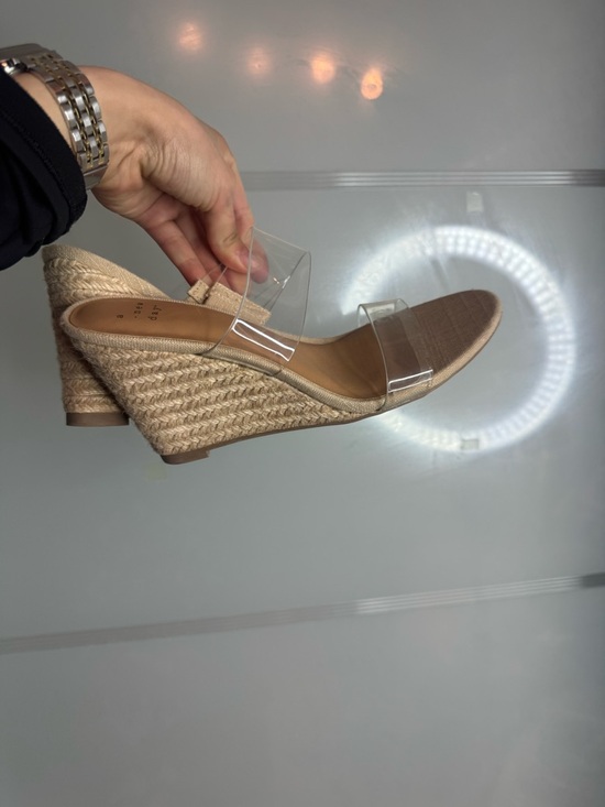 a new day Shoes - a new day Clear Strap Espadrille Wedge Sandals - Nude/Tan